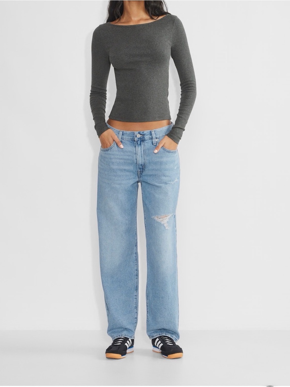 Levi's Premium Baggy Dad light wash distressed denim jeans